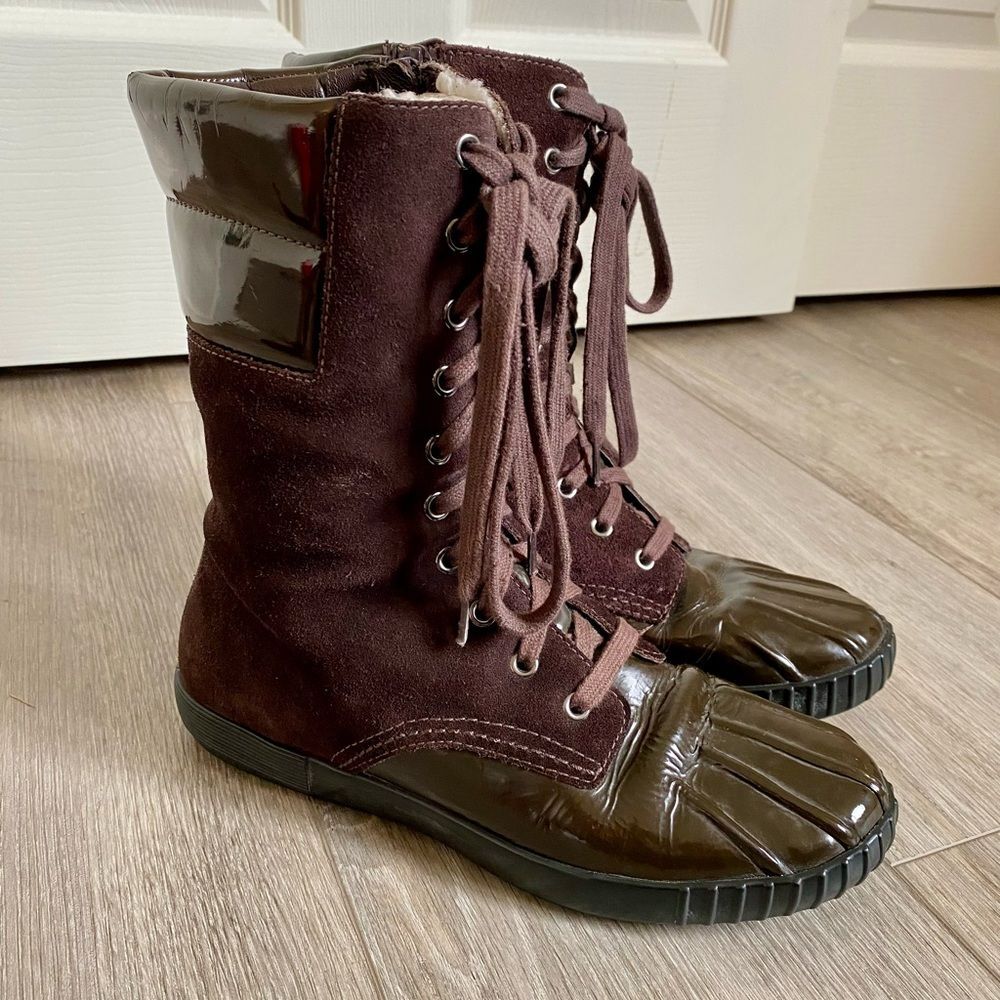 Cole Haan X Nike Air Brown Suede Lace Up Boots Waterproof